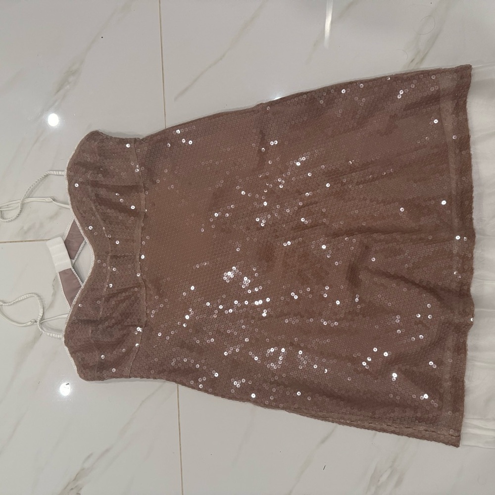 J. Crew Sparkling Sequin Mini Dress pink mauve tannish